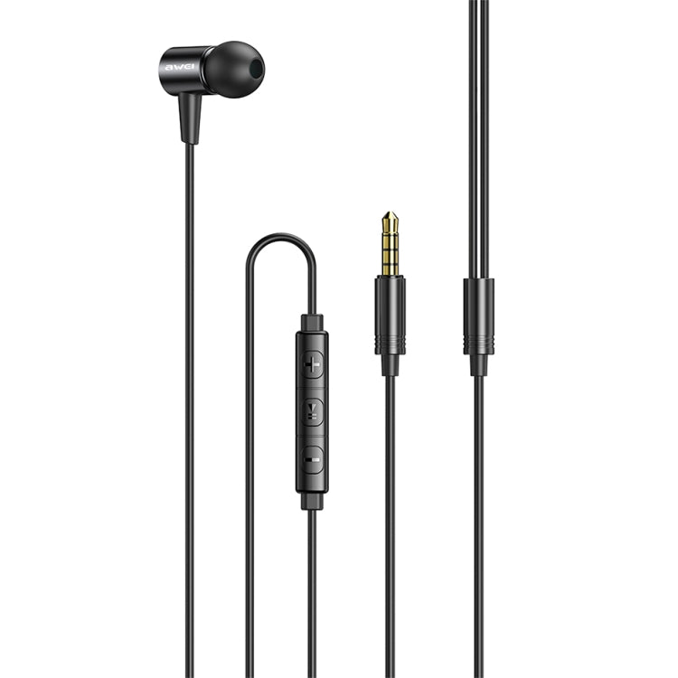 Awei L2 Auricular estéreo con cable y enchufe de 3,5 mm con micrófono