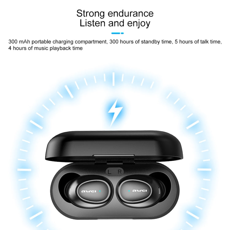 awei T6 TWS Bluetooth V5.0 Ture Auriculares deportivos inalámbricos con estuche de carga