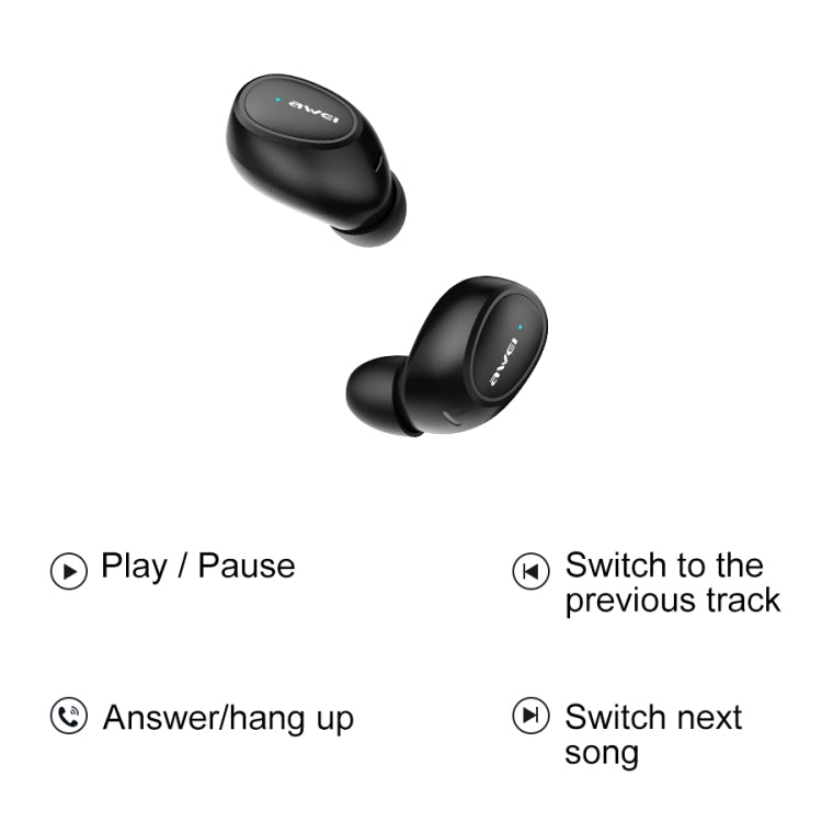 awei T6 TWS Bluetooth V5.0 Ture Auriculares deportivos inalámbricos con estuche de carga