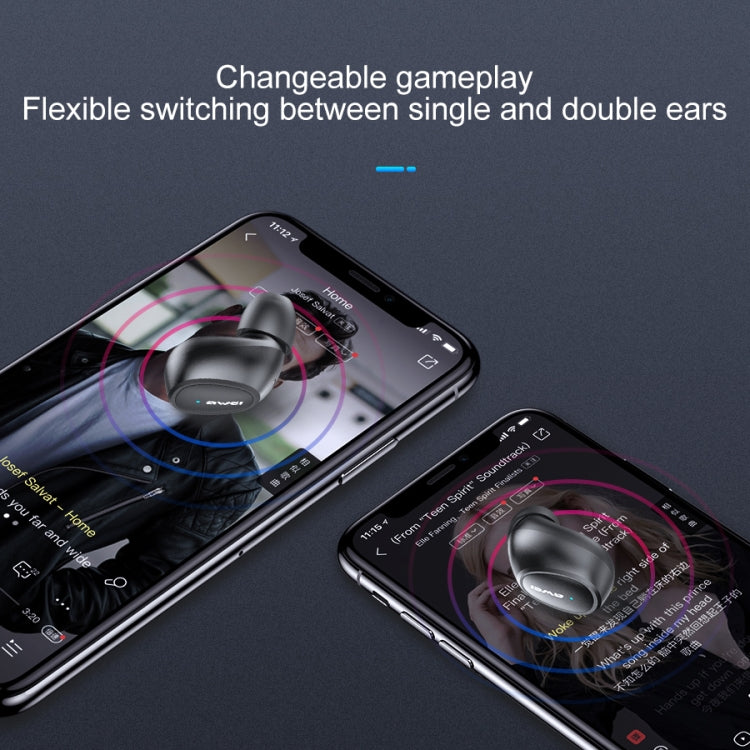 awei T6 TWS Bluetooth V5.0 Ture Auriculares deportivos inalámbricos con estuche de carga