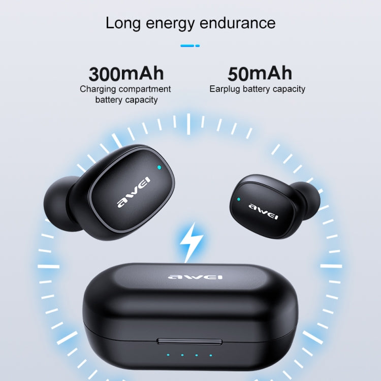 awei T13 TWS Bluetooth V5.0 Ture Auriculares deportivos inalámbricos con estuche de carga