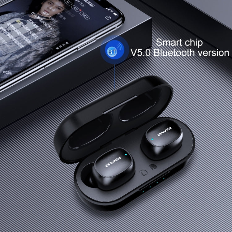 awei T13 TWS Bluetooth V5.0 Ture Auriculares deportivos inalámbricos con estuche de carga