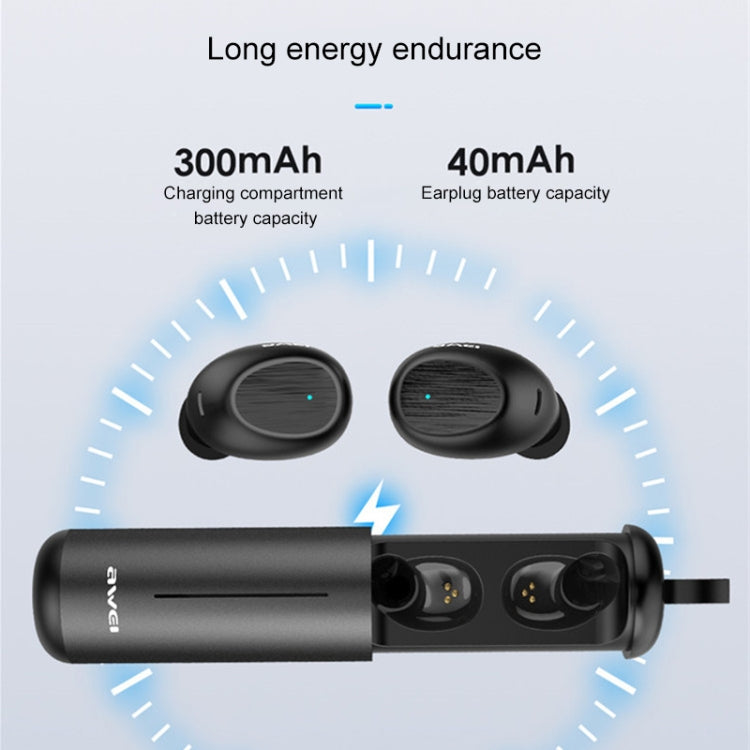 Awei T55 TWS Bluetooth V5.0 Ture Auriculares deportivos inalámbricos con estuche de carga portátil