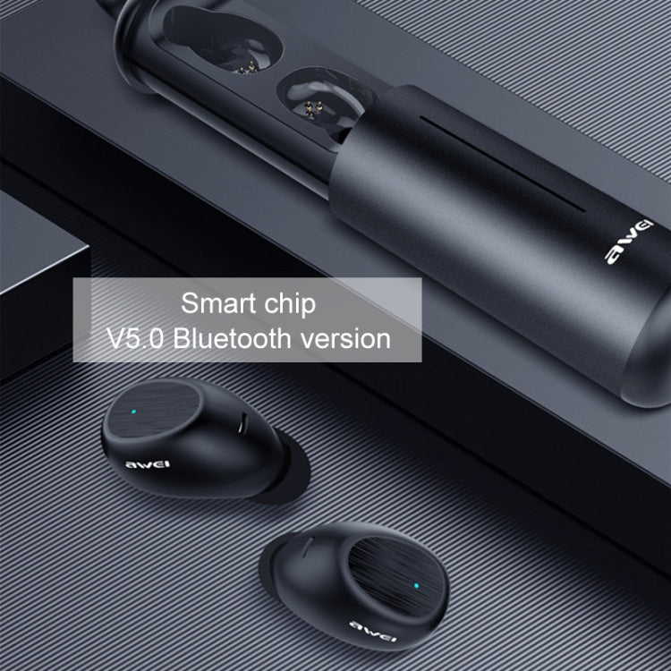 Awei T55 TWS Bluetooth V5.0 Ture Auriculares deportivos inalámbricos con estuche de carga portátil