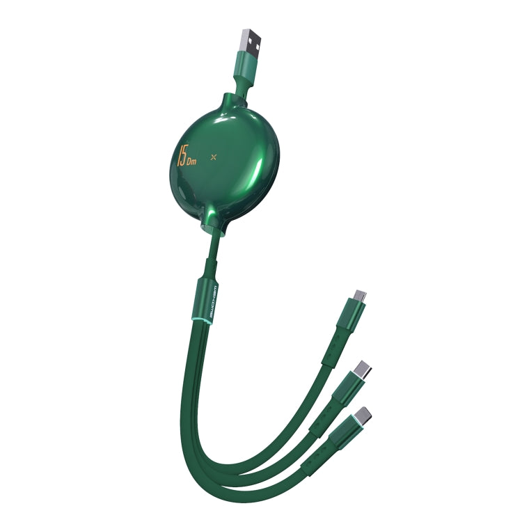 WK WDC-124 3A 3 en 1 Cable de datos de carga telescópico de 8 pines + Tipo-C / USB-C + Micro USB Serie Bona, Longitud: 1,5 m
