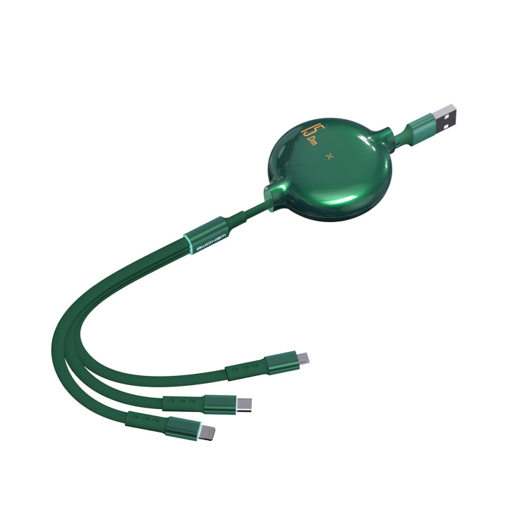 WK WDC-124 3A 3 en 1 Cable de datos de carga telescópico de 8 pines + Tipo-C / USB-C + Micro USB Serie Bona, Longitud: 1,5 m