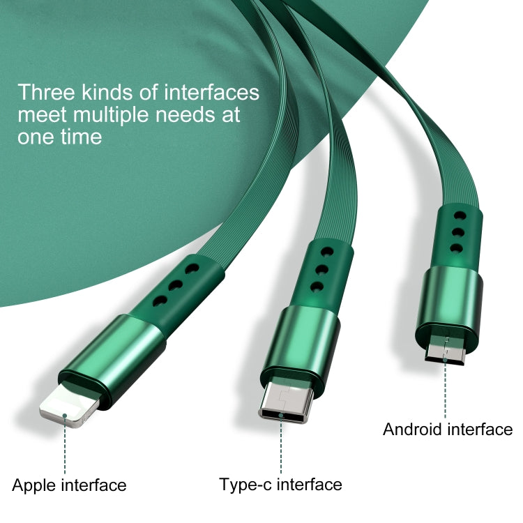 WK WDC-124 3A 3 en 1 Cable de datos de carga telescópico de 8 pines + Tipo-C / USB-C + Micro USB Serie Bona, Longitud: 1,5 m