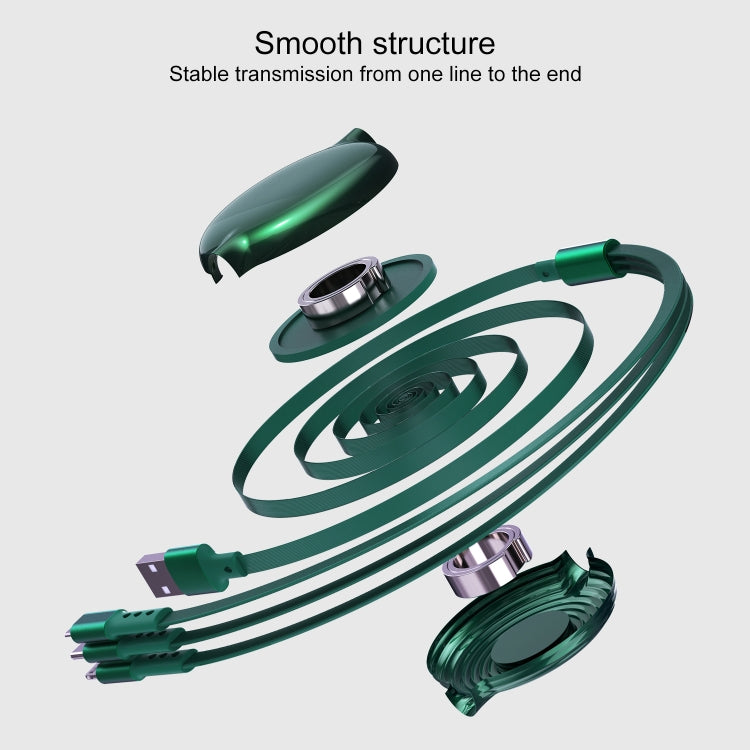 WK WDC-124 3A 3 en 1 Cable de datos de carga telescópico de 8 pines + Tipo-C / USB-C + Micro USB Serie Bona, Longitud: 1,5 m