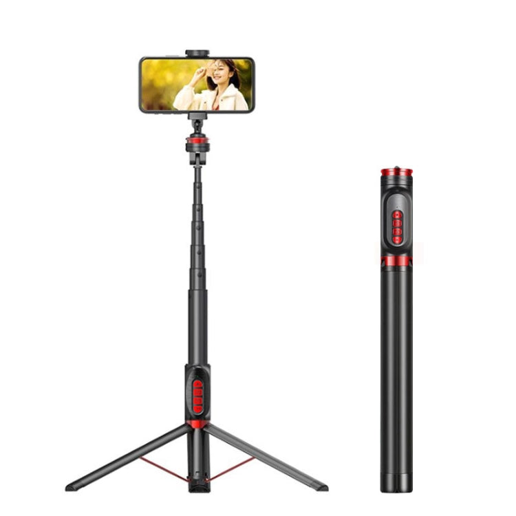 Soporte para trípode de piso en vivo con Bluetooth Selfie Stick para teléfono móvil de aleación de aluminio, altura: 1,8 m, Height: 1.8m
