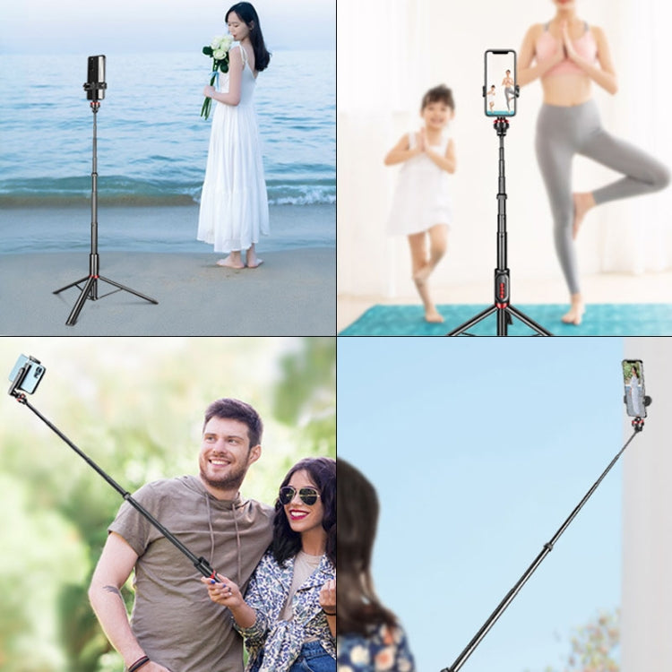 Soporte para trípode de piso en vivo con Bluetooth Selfie Stick para teléfono móvil de aleación de aluminio, altura: 1,8 m, Height: 1.8m