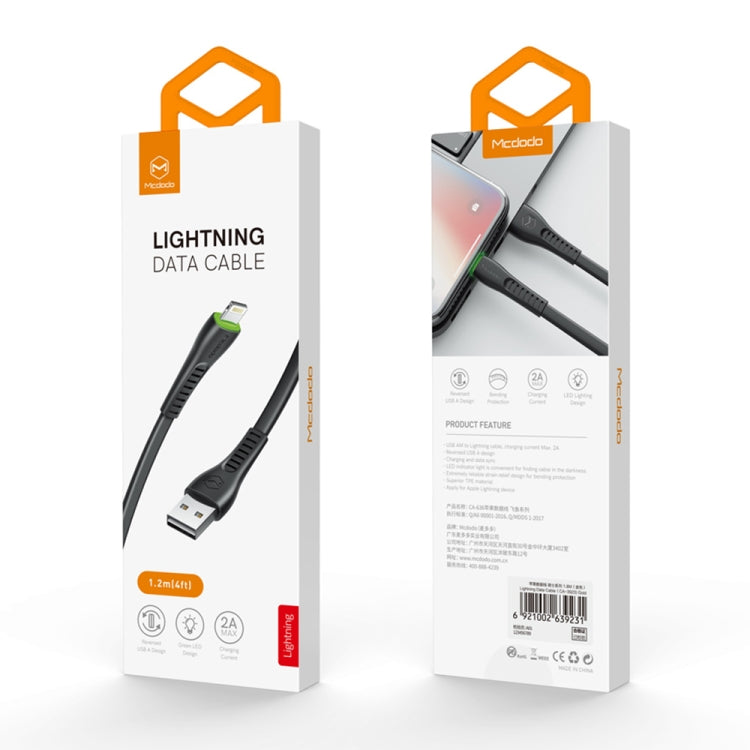 Mcdodo CA-6361 Cable LED de 8 pines a USB serie Flying Fish, longitud: 1,2 m