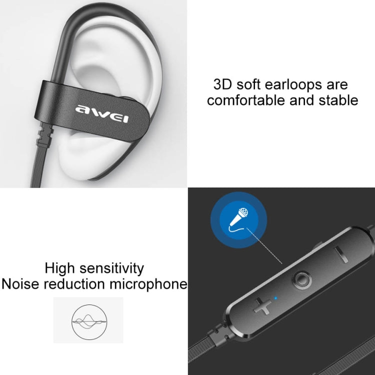 Awei WT50 IPX4 Auricular inalámbrico Bluetooth impermeable montado en la oreja con micrófono, WT50