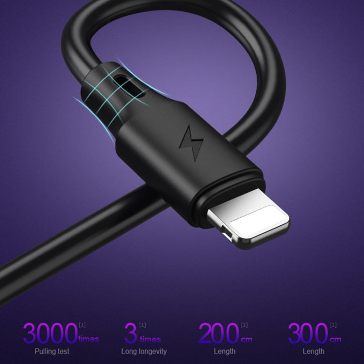 WK WDC-092 Cable de carga de sincronización de datos USB a 8 pines serie Pro de velocidad máxima de salida máxima de 3 m 2,4 A, 3m 8 Pin