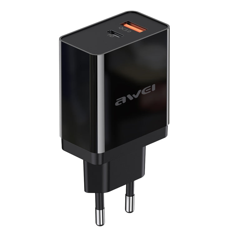 awei C-980 18W PD USB-C / Type-C + QC 3.0 Interfaz USB Cargador de viaje de carga rápida, enchufe de la UE