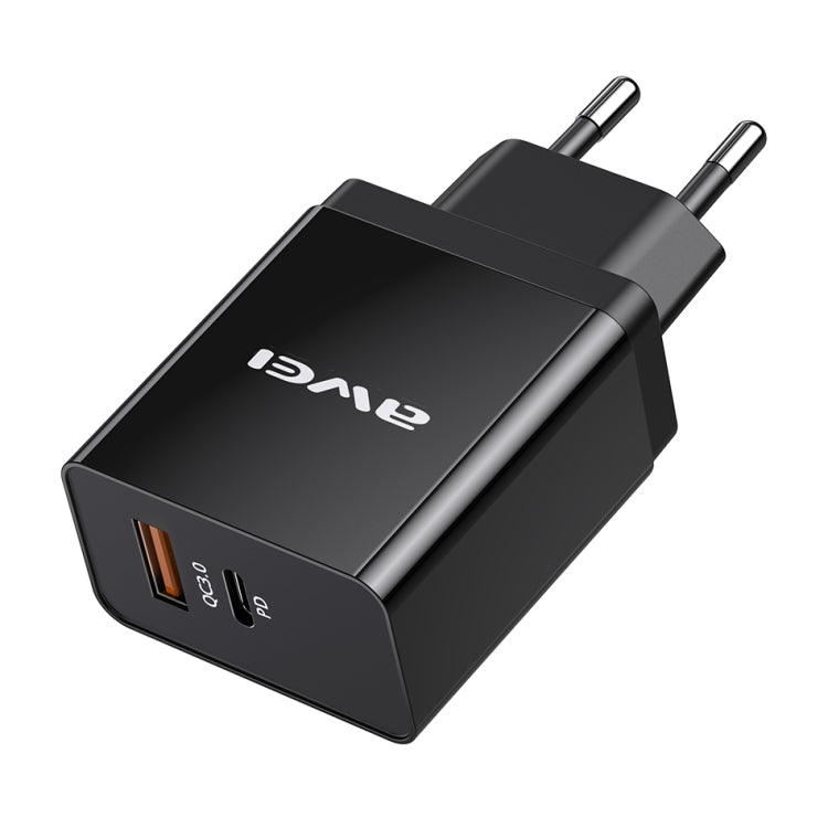awei C-980 18W PD USB-C / Type-C + QC 3.0 Interfaz USB Cargador de viaje de carga rápida, enchufe de la UE