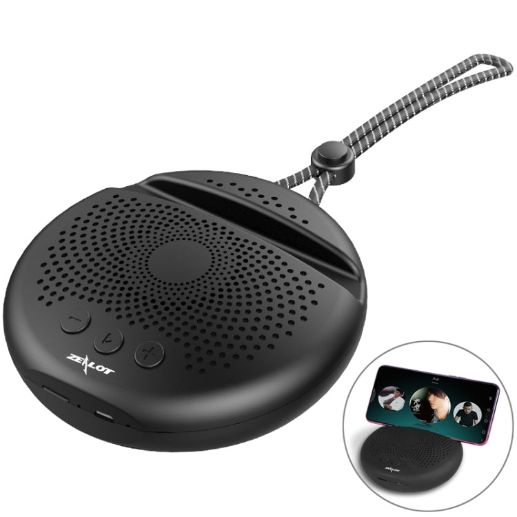ZEALOT S24 Altavoz Bluetooth estéreo portátil con cordón y soporte para ranura para tarjeta móvil, admite llamadas manos libres y tarjeta TF, S24