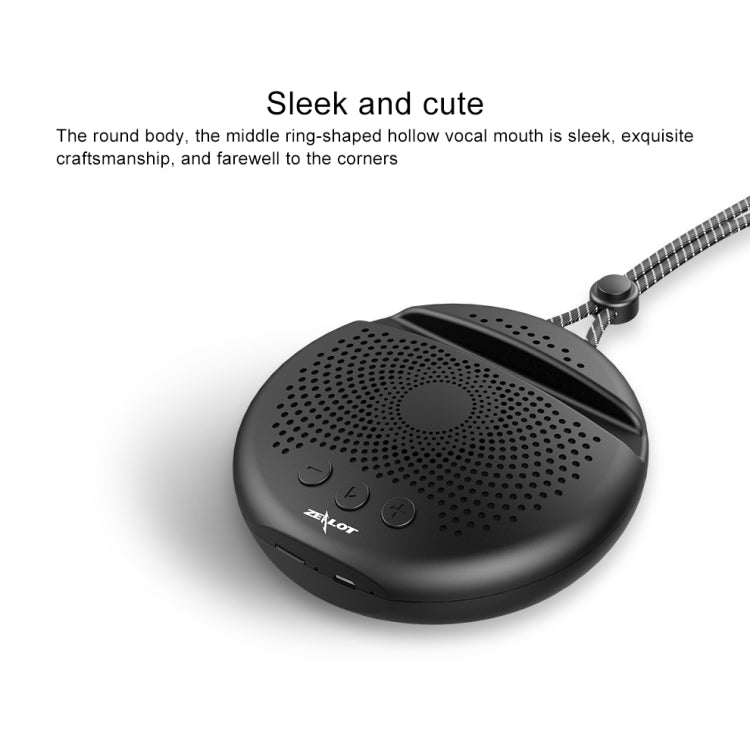 ZEALOT S24 Altavoz Bluetooth estéreo portátil con cordón y soporte para ranura para tarjeta móvil, admite llamadas manos libres y tarjeta TF, S24