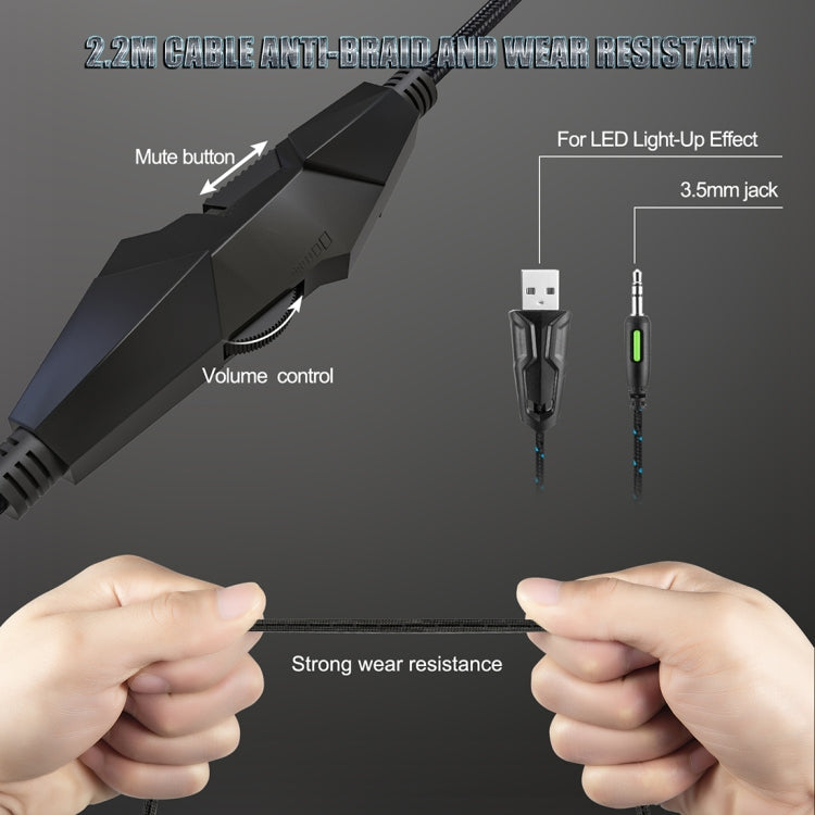 ONIKUMA K19 Auriculares para juegos ajustables con luz de enchufe único y micrófono