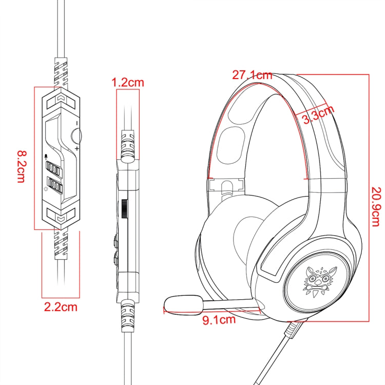 ONIKUMA K9 Auriculares para juegos ajustables RGB con enchufe único y micrófono
