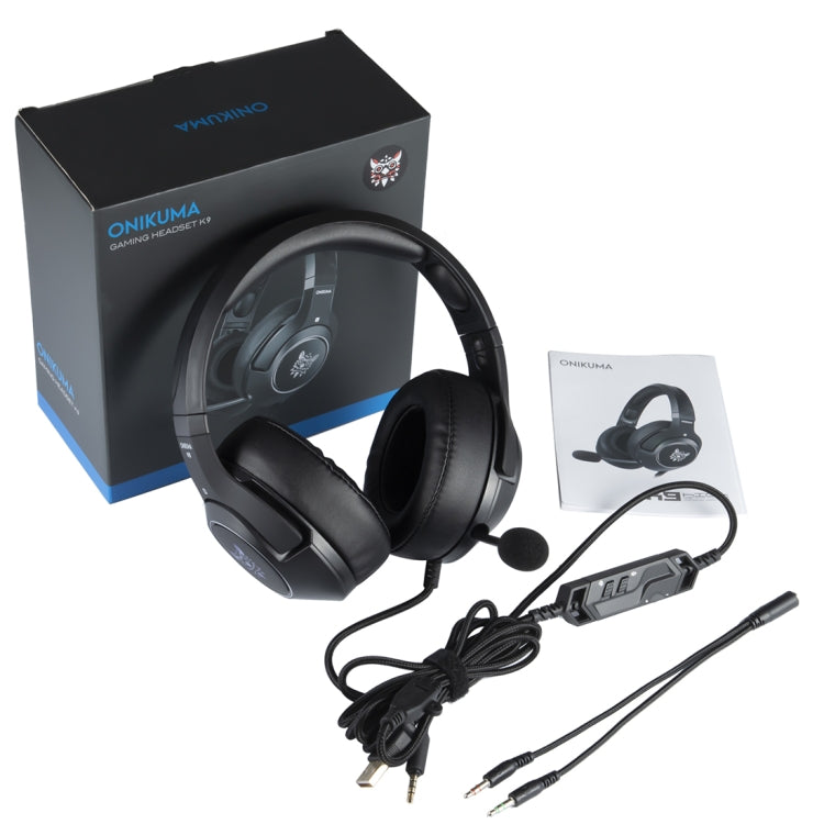 ONIKUMA K9 Auriculares para juegos ajustables RGB con enchufe único y micrófono