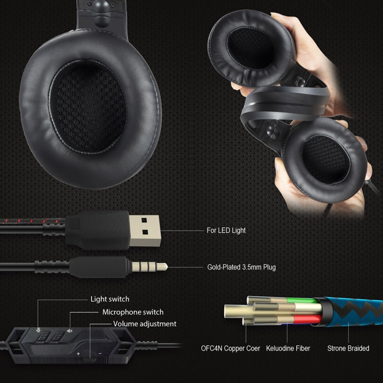 ONIKUMA K9 Auriculares para juegos ajustables RGB con enchufe único y micrófono
