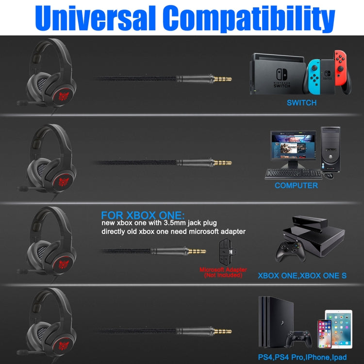 ONIKUMA K9 Auriculares para juegos ajustables RGB con enchufe único y micrófono