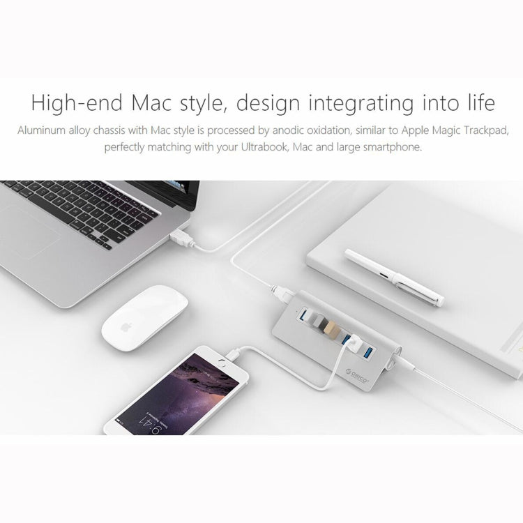 ORICO M3H7-V1 Aleación de aluminio 7 puertos USB 3.0 HUB con adaptador de corriente de 30W, M3H7-V1