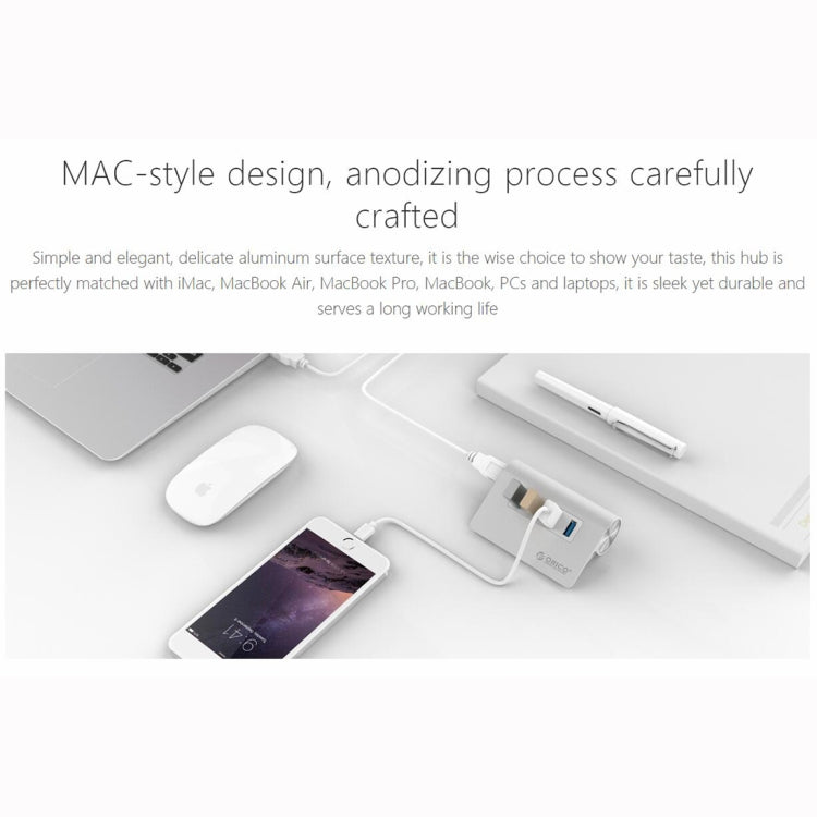 ORICO M3H4-V1 Aleación de aluminio 4 puertos USB 3.0 HUB, M3H4-V1