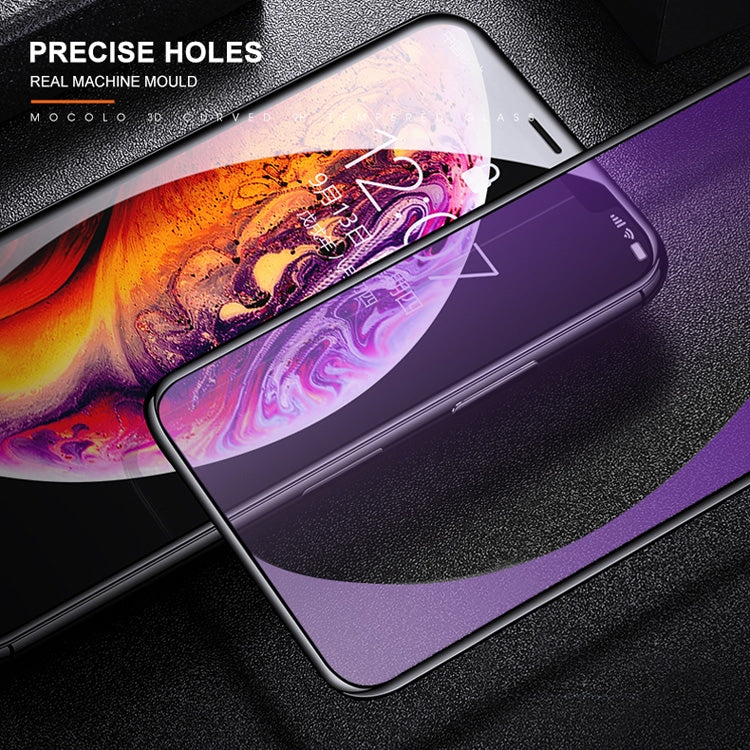 Para iPhone 11 Pro / XS / X mocolo 0,33 mm 9H 3D Película de vidrio templado anti-rayos azules con borde redondo, iPhone XS / X