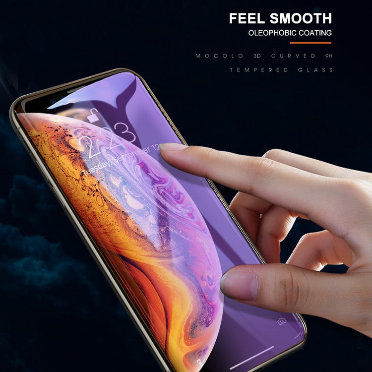 Para iPhone 11 Pro / XS / X mocolo 0,33 mm 9H 3D Película de vidrio templado anti-rayos azules con borde redondo, iPhone XS / X