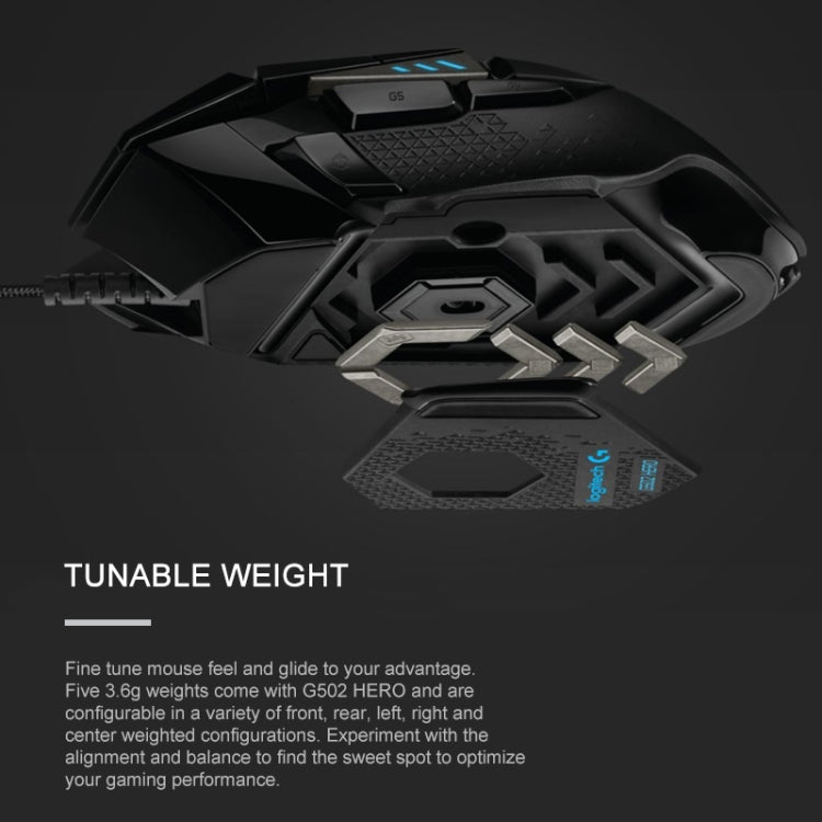 Ratón para juegos con cable Logitech G502 HERO con 11 botones, longitud: 2,1 m