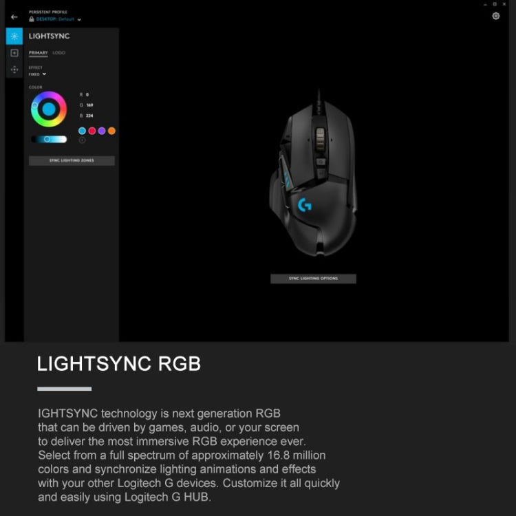 Ratón para juegos con cable Logitech G502 HERO con 11 botones, longitud: 2,1 m