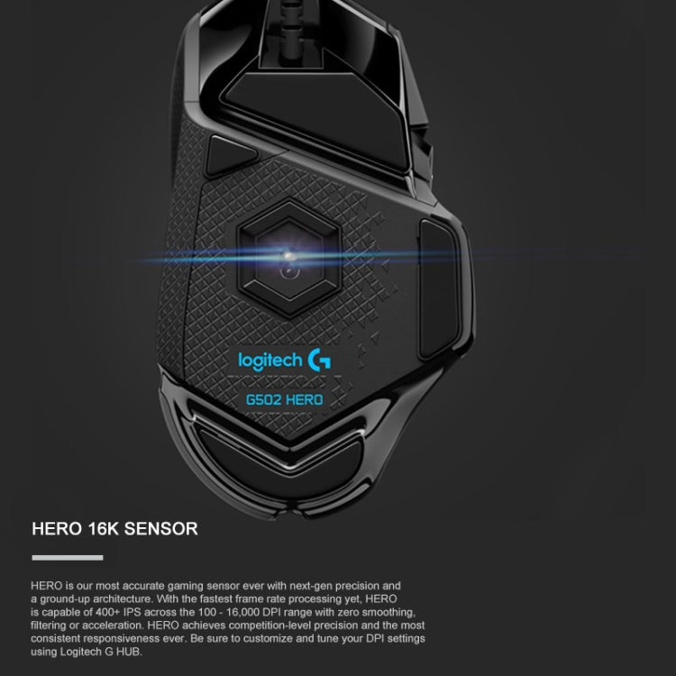 Ratón para juegos con cable Logitech G502 HERO con 11 botones, longitud: 2,1 m