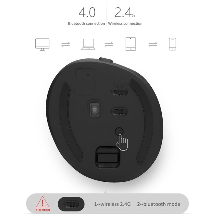DELUX M618 Mini 2.4G Inalámbrico 2400DPI USB Recargable Ergonómico Ratón Vertical, M618 Pink, M618 Grey