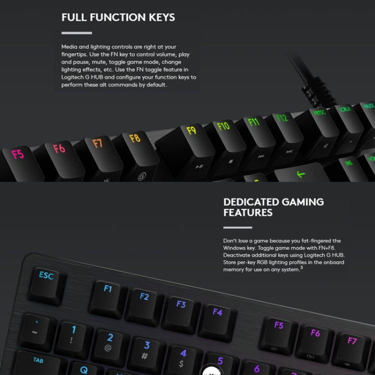 Teclado mecánico para juegos con cable Logitech G512 RGB con eje C, longitud: 1,8 m, Logitech G512 C-axis