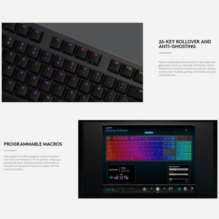 Teclado mecánico para juegos con cable Logitech G512 RGB con eje C, longitud: 1,8 m, Logitech G512 C-axis