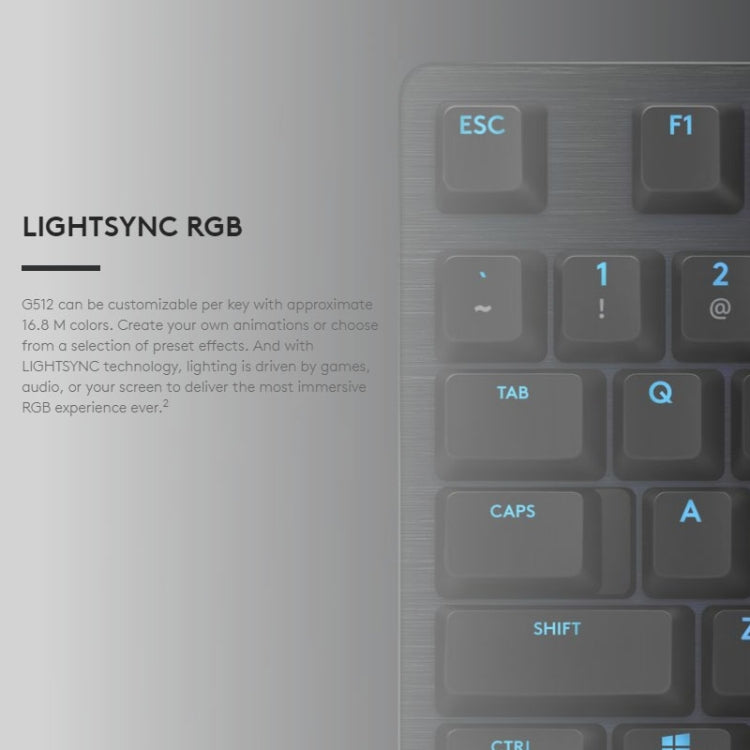 Teclado mecánico para juegos con cable Logitech G512 RGB de eje L, longitud: 1,8 m, Logitech G512 L-axis