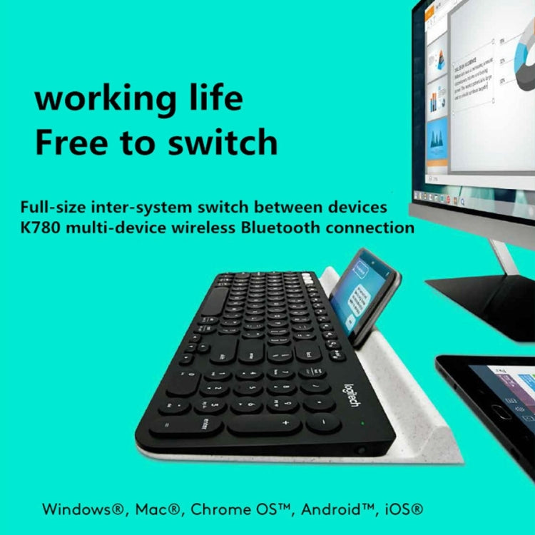 Logitech K780 Multidispositivo Bluetooth + Teclado inalámbrico unificador de modo dual con soporte
