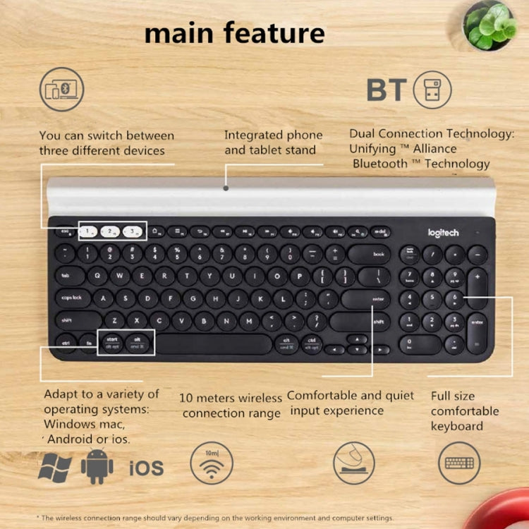 Logitech K780 Multidispositivo Bluetooth + Teclado inalámbrico unificador de modo dual con soporte