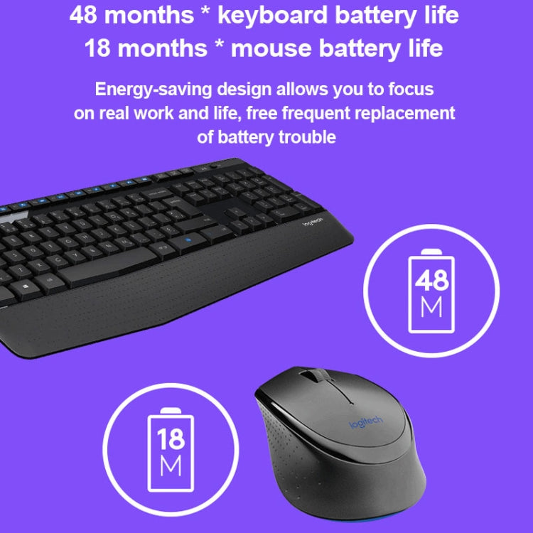 Logitech MK345 teclado inalámbrico de tamaño completo + juego de Ratón Óptico inalámbrico de 2,4 GHz y 1000DPI con nanoreceptor, Logitech MK345