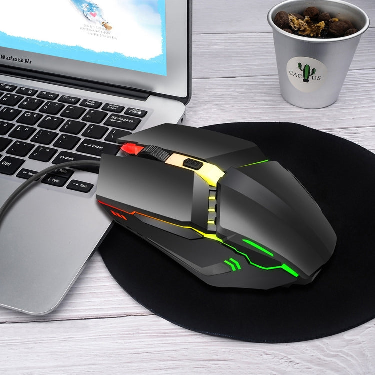 HXSJ S200 USB2.0 1600 ppp Ratón para juegos con cable, ajustable, 4 teclas, colorido y brillante, longitud: 1,5 m