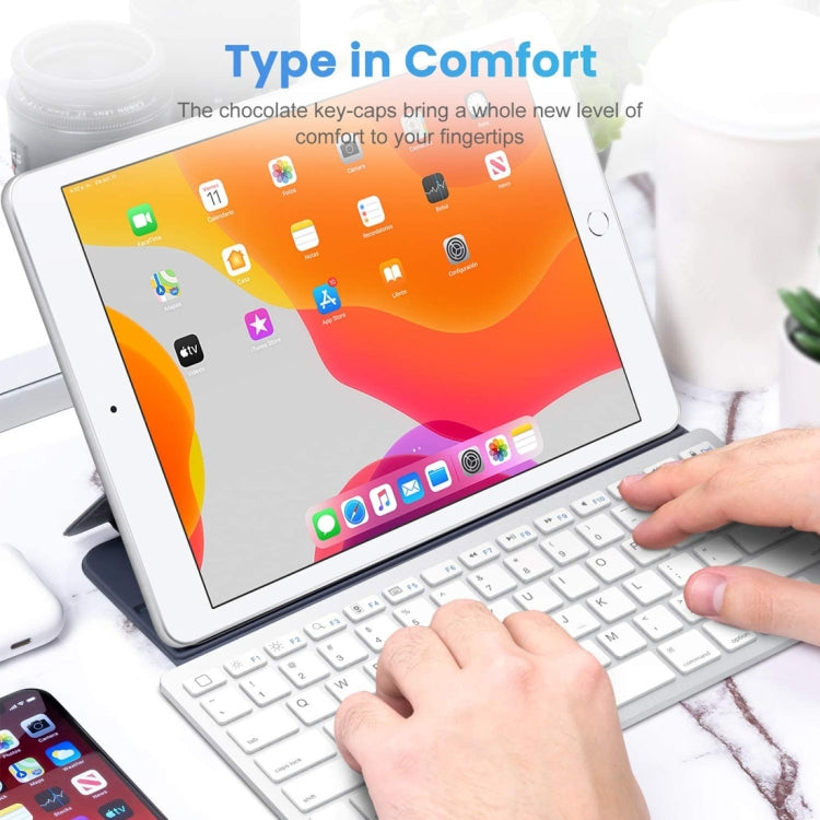 WB-8022 Teclado Bluetooth Inalámbrico Ultrafino para iPad, Samsung, Huawei, Xiaomi, Tablet PC o Smartphones, Teclas Alemanas, German Keys