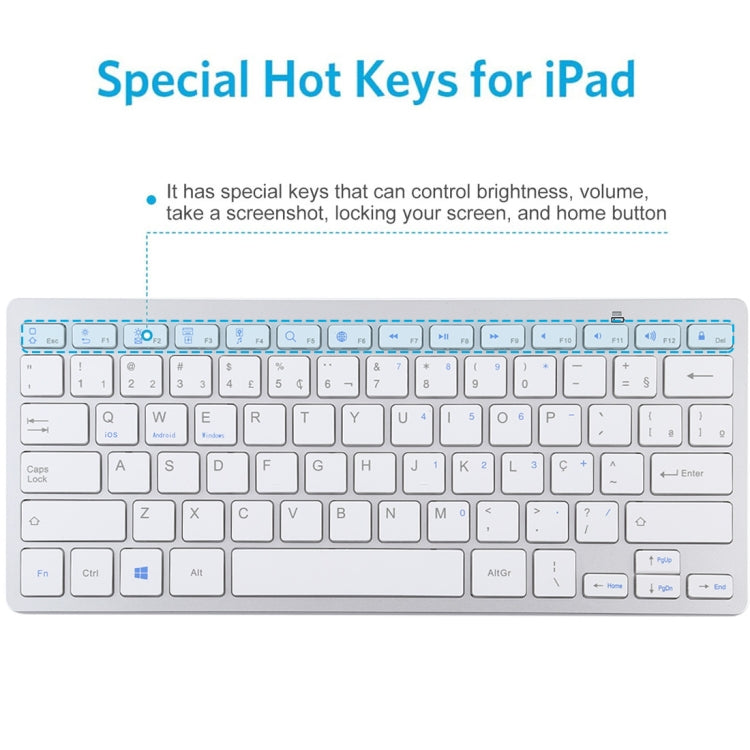 WB-8022 Teclado Bluetooth Inalámbrico Ultrafino para iPad, Samsung, Huawei, Xiaomi, Tablet PC o Smartphones, Teclas Portuguesas, Portuguese Keys