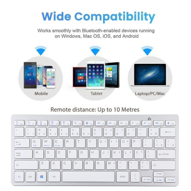 WB-8022 Teclado Bluetooth Inalámbrico Ultrafino para iPad, Samsung, Huawei, Xiaomi, Tablet PC o Smartphones, Teclas Portuguesas, Portuguese Keys
