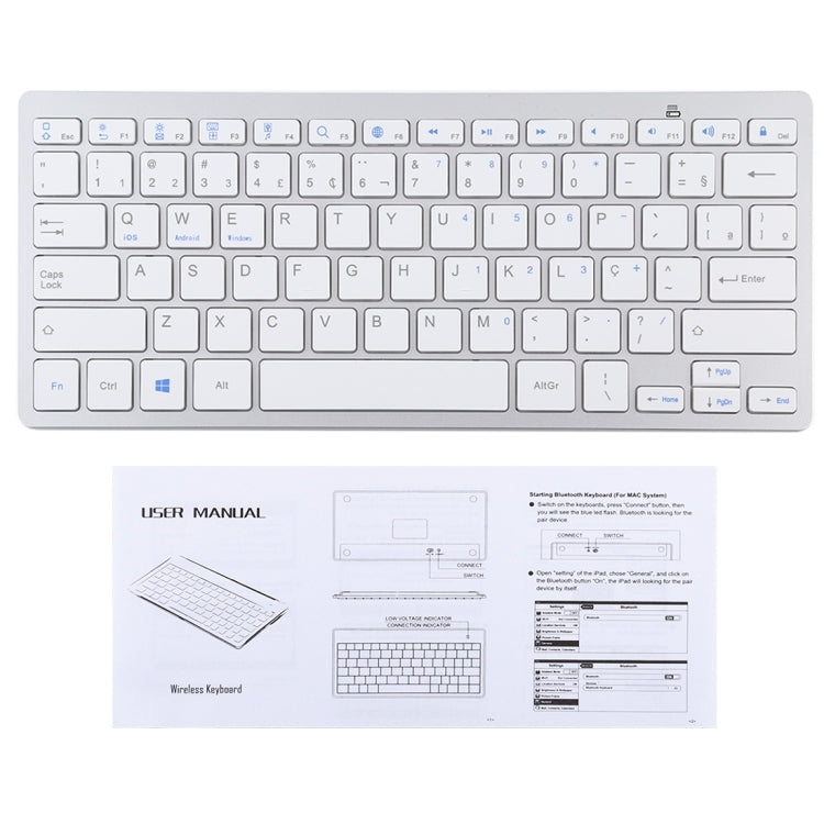 WB-8022 Teclado Bluetooth Inalámbrico Ultrafino para iPad, Samsung, Huawei, Xiaomi, Tablet PC o Smartphones, Teclas Portuguesas, Portuguese Keys