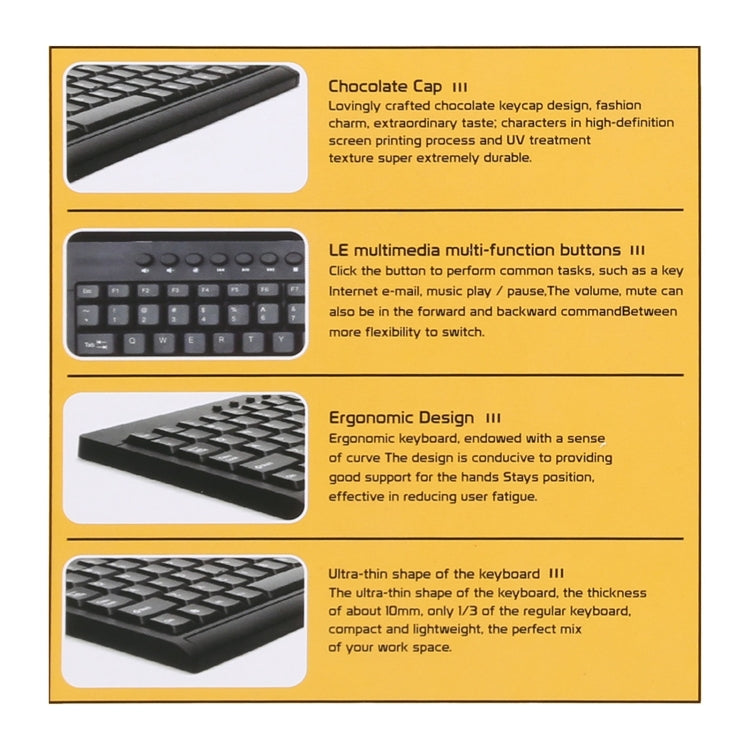 Mini teclado con cable para portátil multimedia KB-301A, versión árabe, Arabic Version