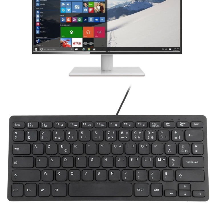 TT-A01 Mini teclado con cable de diseño ultrafino, versión francesa, French Version
