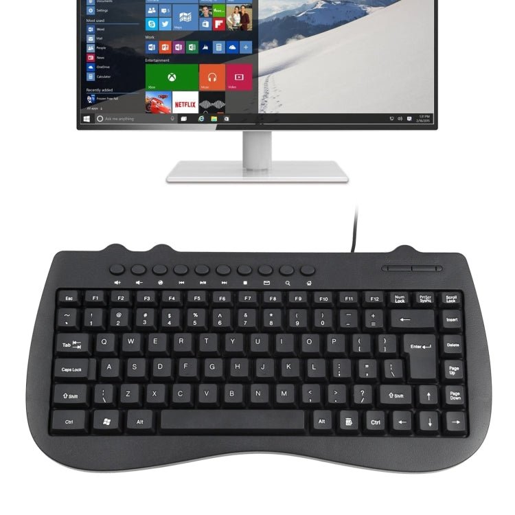 Mini teclado con cable para portátil multimedia KB-301B, versión en inglés, English Version