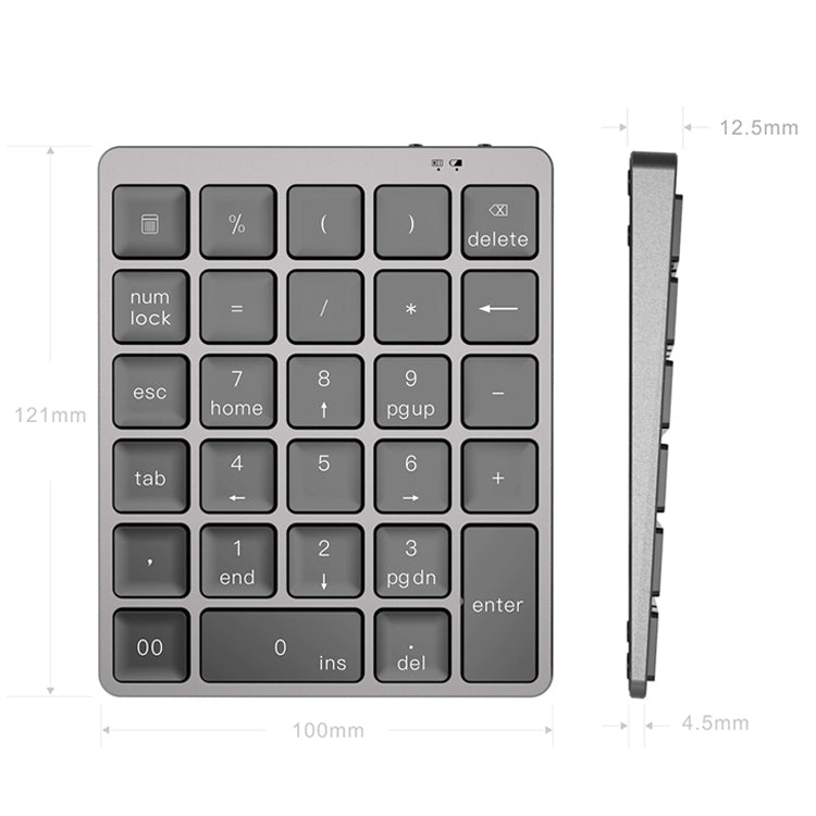 Teclado numérico Bluetooth inalámbrico recargable de aleación de aluminio Universal ultrafino N960, N960