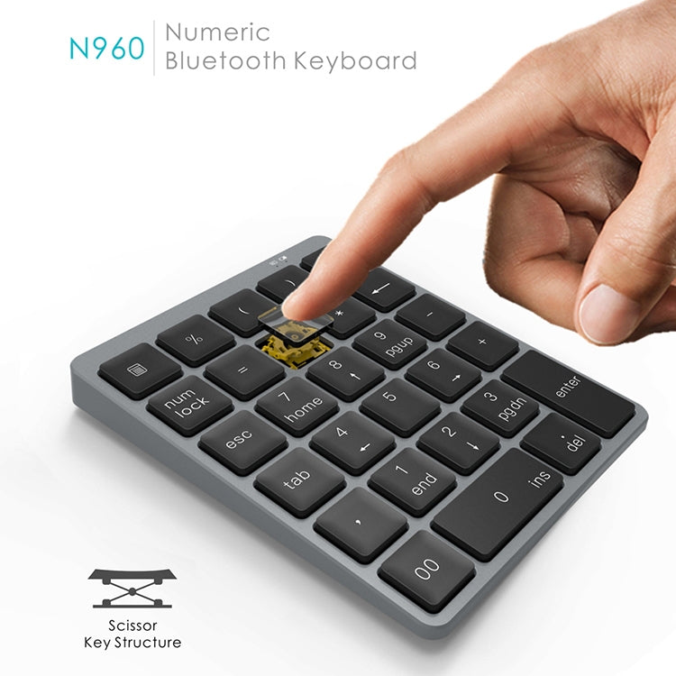 Teclado numérico Bluetooth inalámbrico recargable de aleación de aluminio Universal ultrafino N960, N960